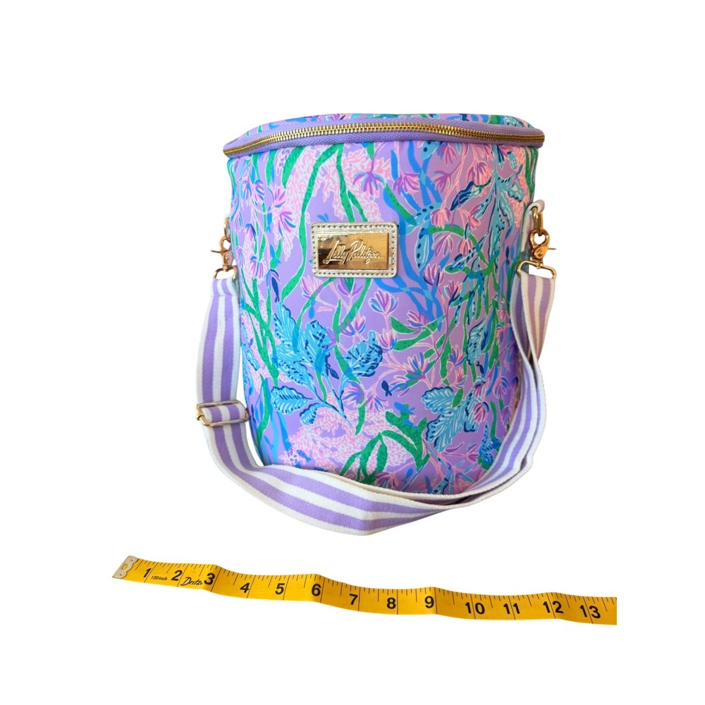 Lilly Pulitzer Round Beach Cooler Bag Purple Floral Insulated Crossbody 113-999